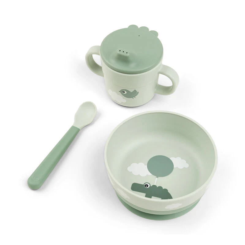 Done by Deer Conjunto First Meal Set Happy Clouds Green