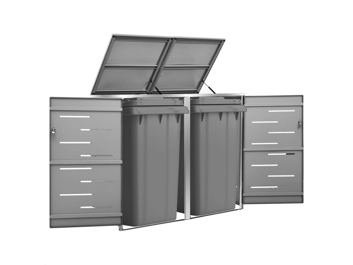 Abrigo para Caixotes do Lixo VIDAXL Para Antracite Aço Inoxidável (138x77,5x112,5 cm)