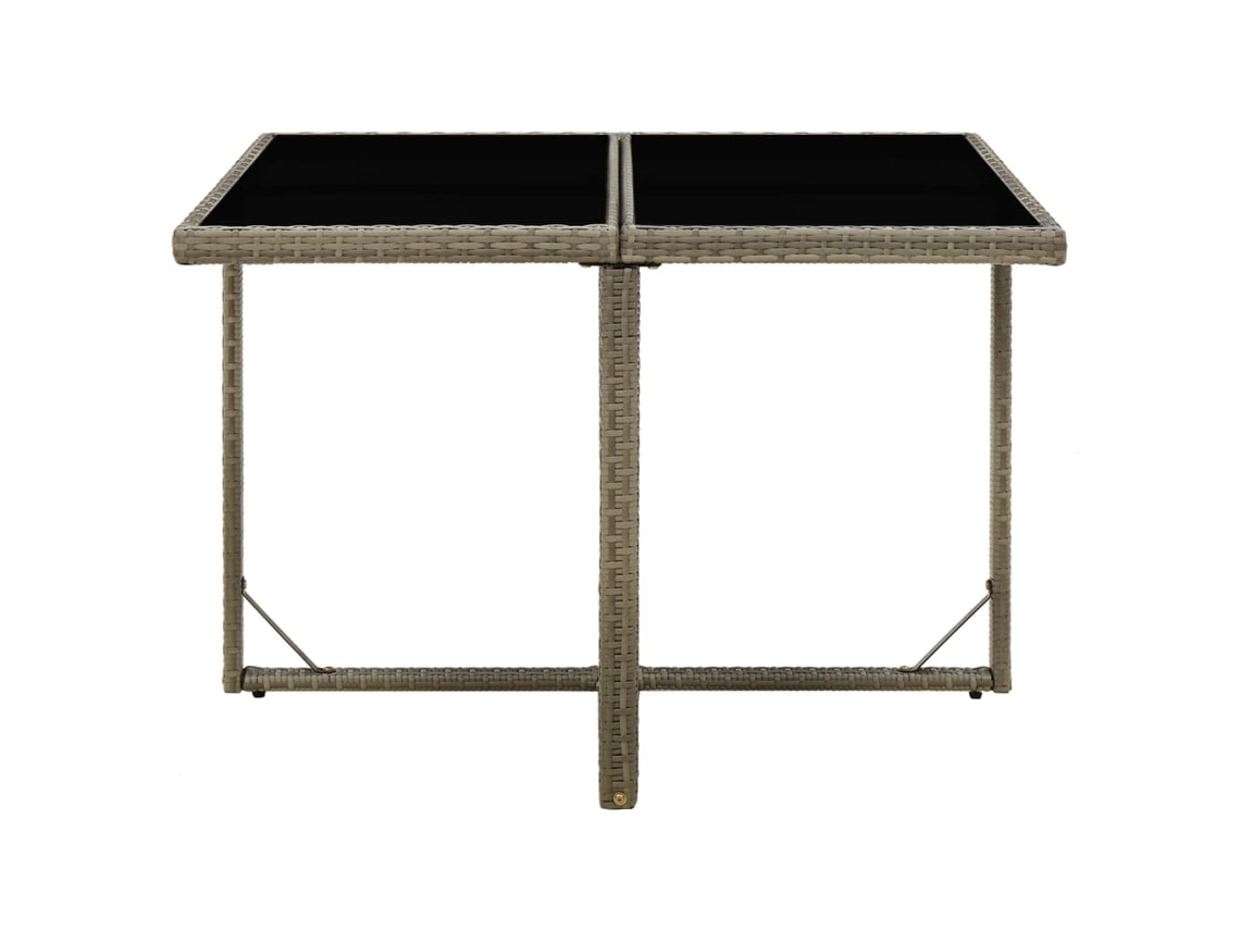 Mesa De Jardim 109x107x74 Cm Vime Pe Vidro Cinzento E Preto