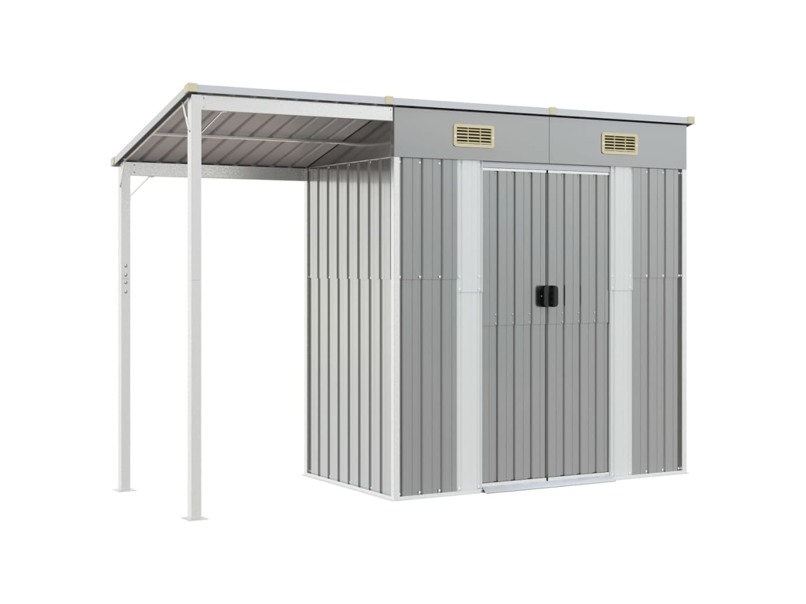 Abrigo MAISON EXCLUSIVE com Alpendre 277x110,5x181 cm Aço Cinza-Claro