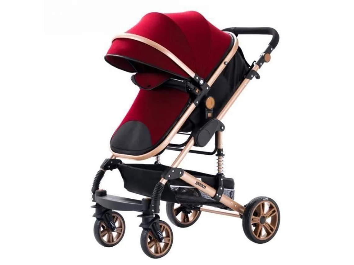 Bazarland30.Baby Stroller Combinado 3 Em 1 Saturday Car Nacelle Trio Reversível Ajustável Alta Qualidade Rodas Inquebráveis Vermelho