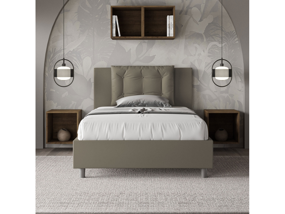 Cama de Corpo e Meio Sem Estrado Estofada AnnalisaITYHOME (120 x 210 cm - Painéis de Melamina e Couro Sintético)