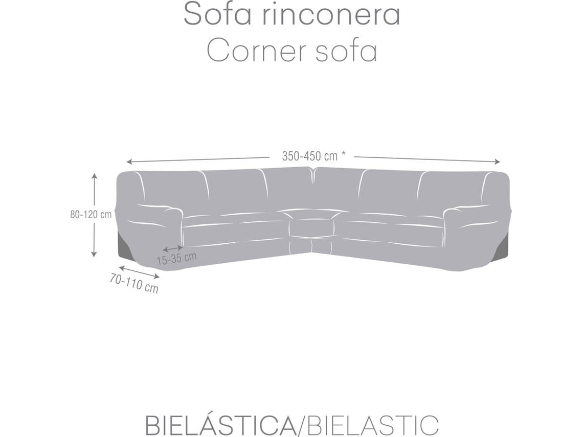 Capa Tecido Elástico para Sofá de Canto ou Esquina MILICA Tecido Adaptável Spongy Marfim (até 450 cm)