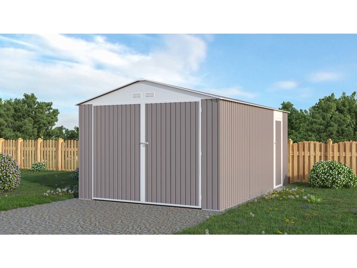 Garagem metálica ''Nevada'' com porta de batente - 15,36 m²
