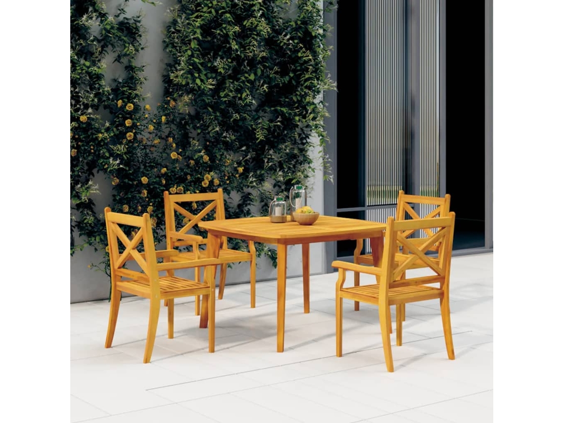 Mesa de jardim VIDAXL Marrom Madeira de acácia (110x110x75 cm )