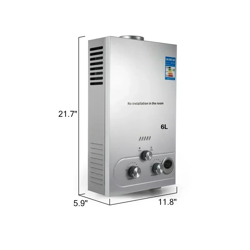 Aquecedor De Água A Gás Lpg, Fornecimento Instantâneo De Água Quente, Design Durável Em Aço Inoxidável,6l Oem