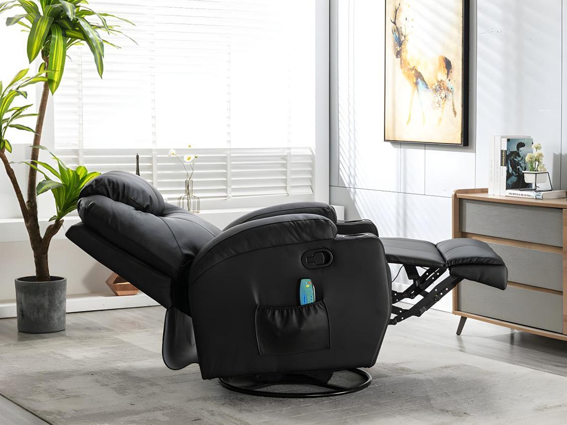 Cadeirão de Massagem Silvano VENTE-UNIQUE (Preto - Pele sintética - 82x95x105 cm)