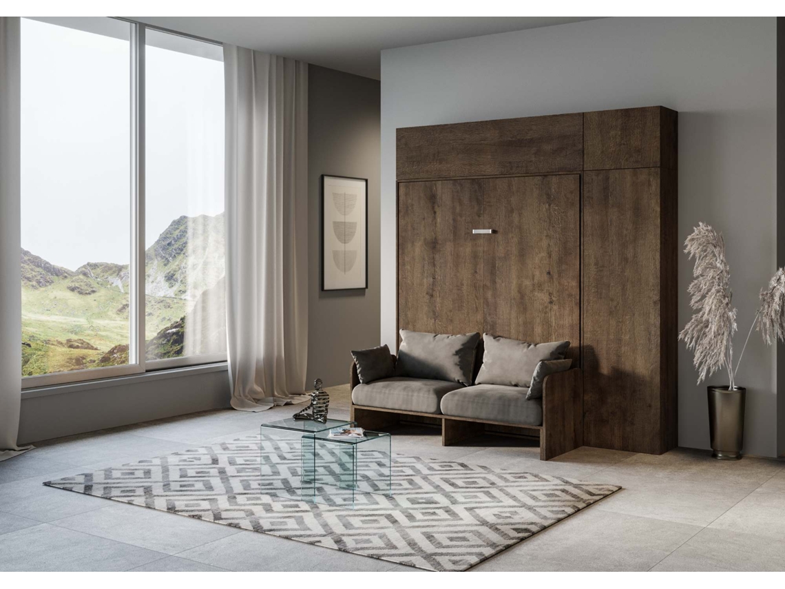 Cama Abatível 160 Vertical Sofà com Coluna ITAMOBY Kentaro Sofà (234 x 105 x 250 cm - Painéis em Melamina - Nogueira)