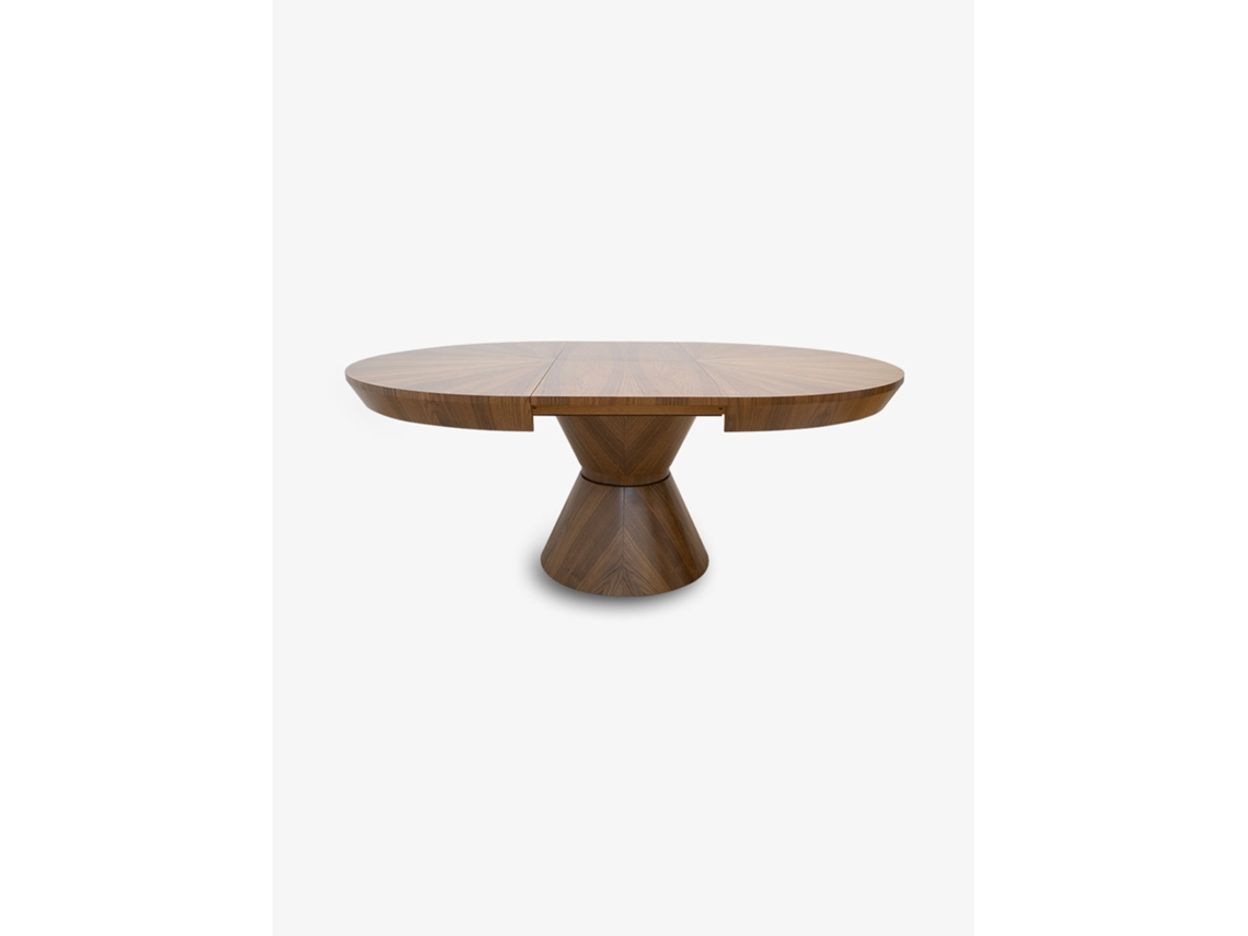 Mesa de jantar extensível redonda Jim Crispal marrom escuro nogueira (140 x 140 cm)