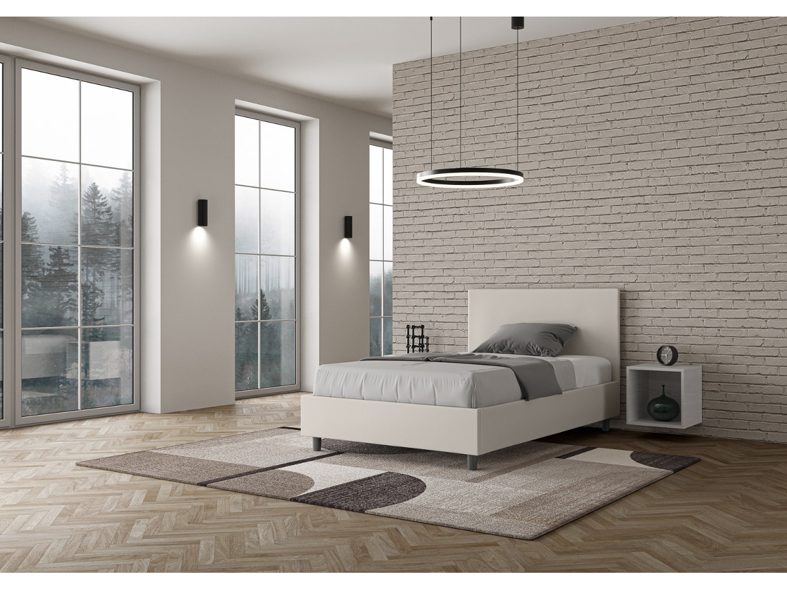 Cama de Corpo e Meio com Arrumação Estofada AdeleITYHOME (120 x 210 cm - Painéis de Melamina e Couro Sintético)