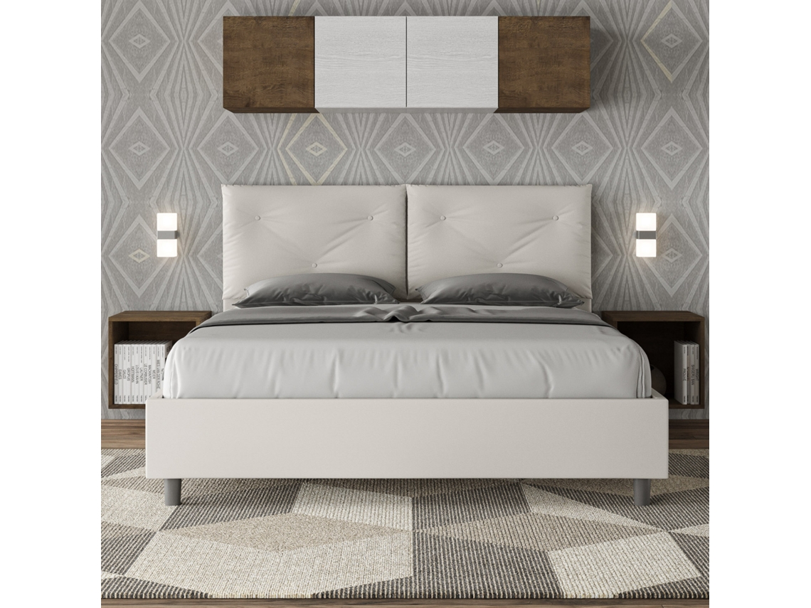 Cama de Casal Queen Size Sem Estrado Estofada AppiaITYHOME (160 x 200 cm - Painéis de Melamina e Couro Sintético)