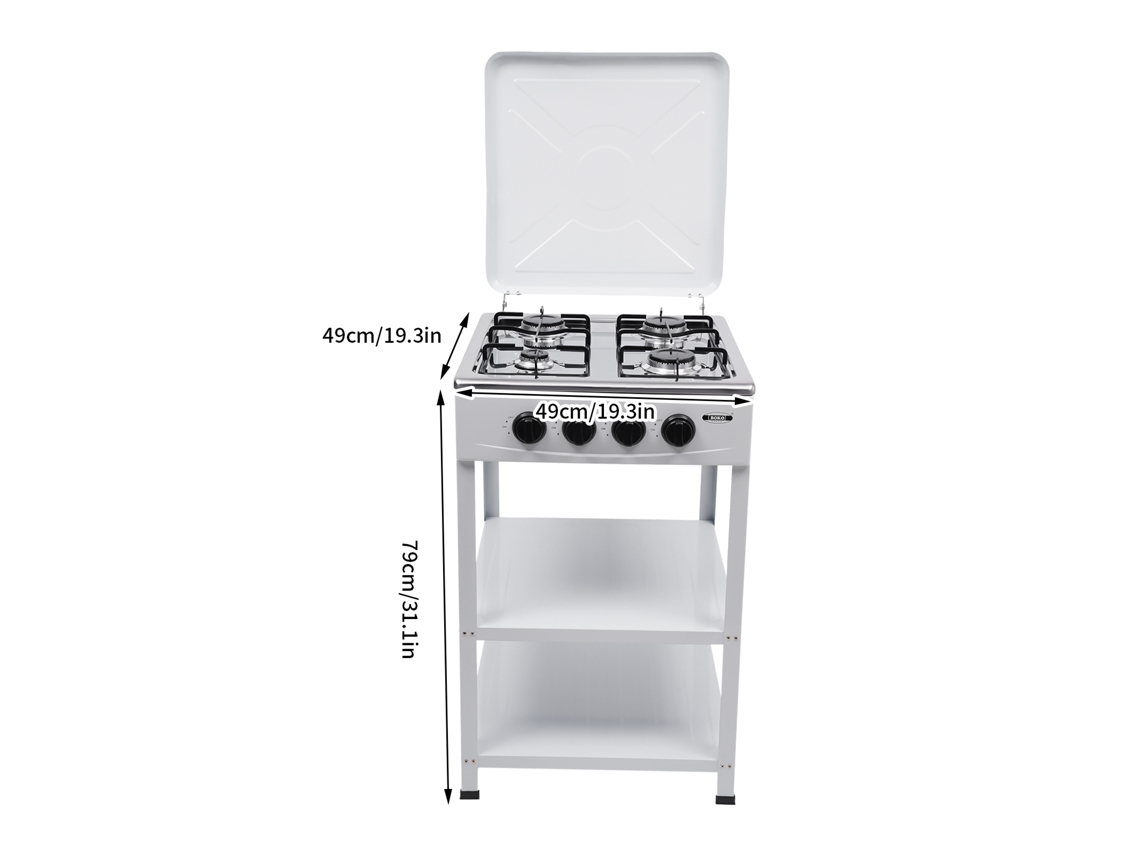 Fogão A Gás Com 4 Queimadores, Aço Inoxidável, Design Portátil, Para Vento, Branco Oem