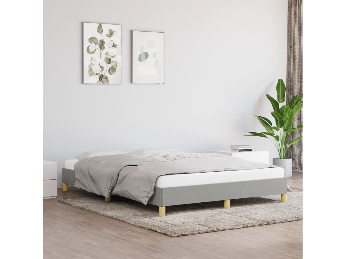 vidaXL Estrutura de cama 160x200 cm tecido cinza-claro