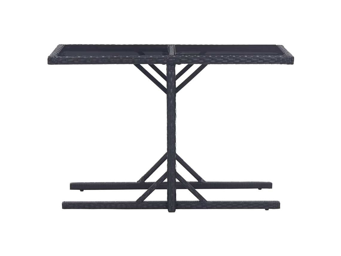 Mesa De Jardim 110x53x72 Cm Vidro Vime Pe Preto Aço Resistente