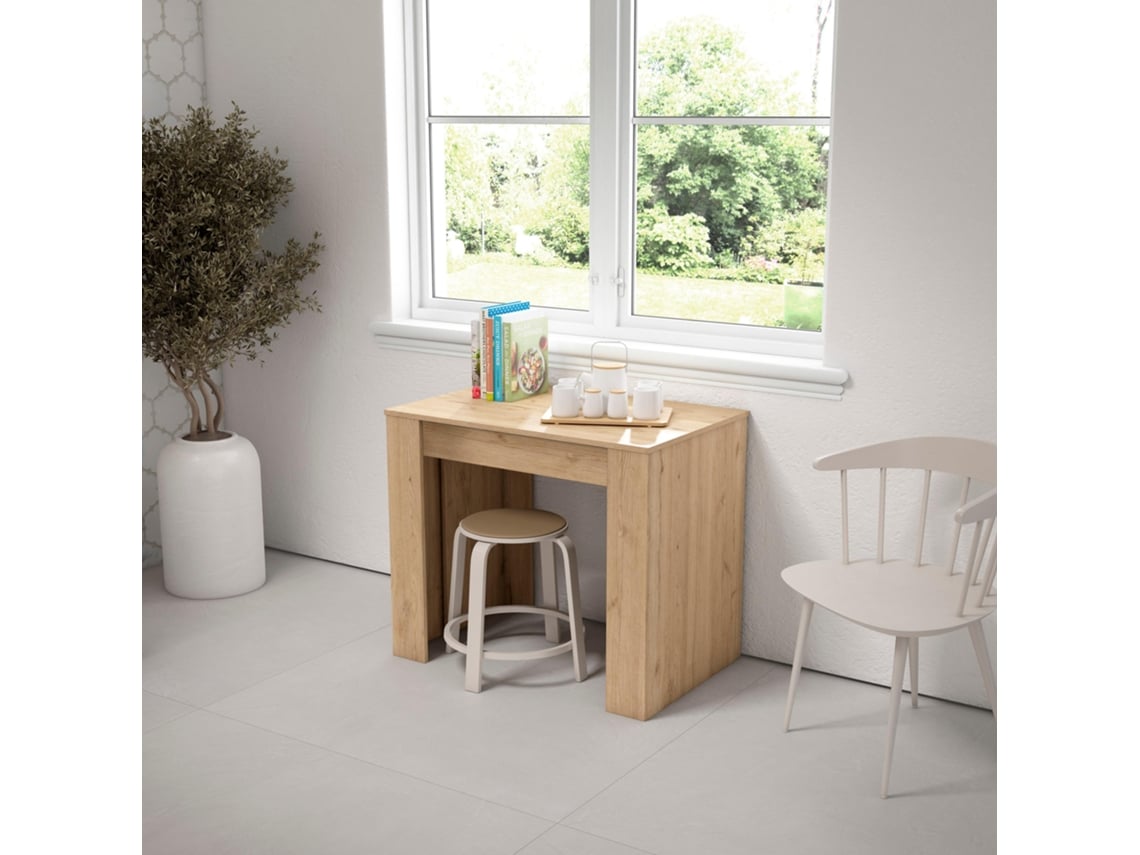 Mesa Consola Extensível SKRAUT HOME 220 para 10 pessoas cor Carvalho (Melamina - 58x90x77 cm)