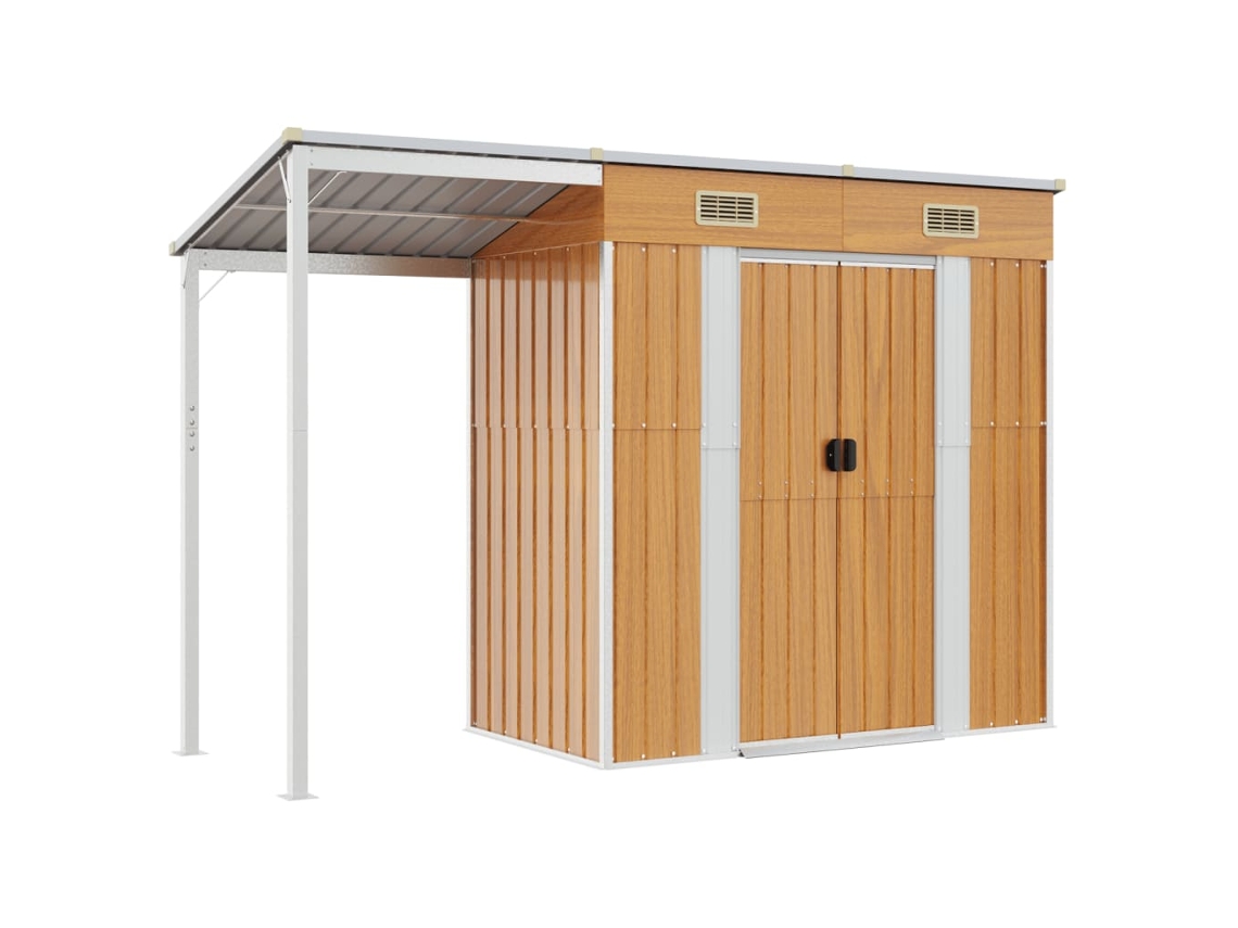 Abrigo MAISON EXCLUSIVE com Alpendre 277x110,5x181 cm Aço Castanho-Claro