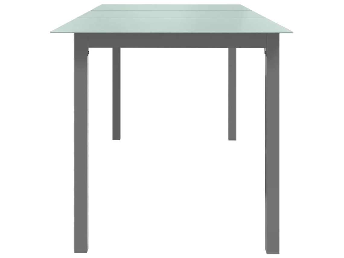 Mesa de Jardim LOVELY HOME Jantar em Alumínio e Vidro Cinzento-Claro (190 x 90 x 74 cm)