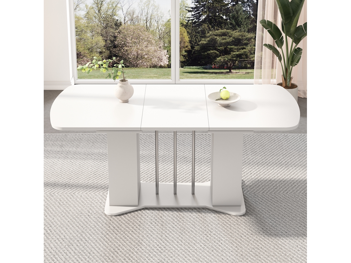 Mesa Extensível Para Sala, Estilo Moderno, Armazenamento Integrado, Pernas Metálicas Prateadas, Ideal Para 4 6 Pessoas Bga Store