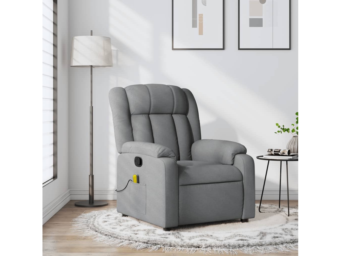 Poltrona de massagens reclinável VIDAXL tecido cinzento-claro