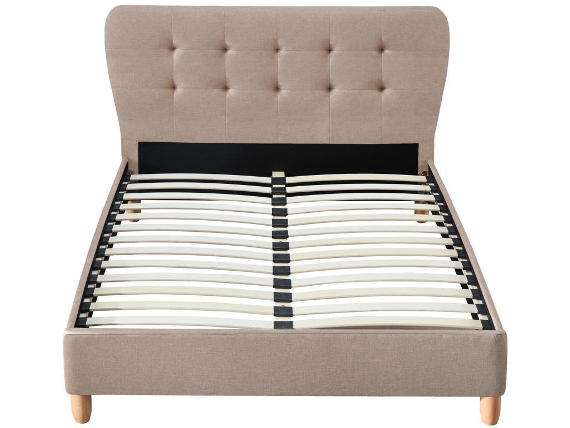 Estrutura de cama ELIDE VENTE-UNIQUE Creme 140x190 cm - Sem colchão - Com sommier