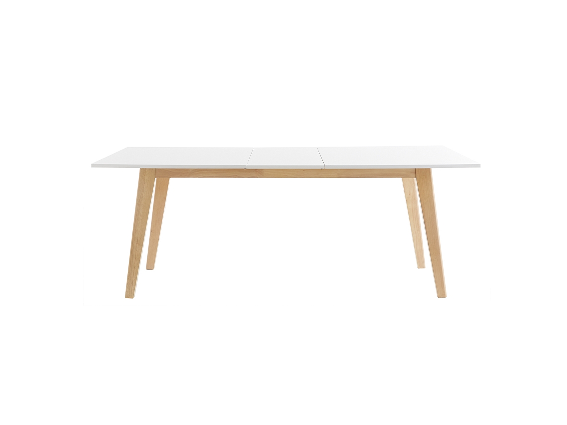 Mesa extensível branca de madeira clara 160-205cm SWAD MILIBOO