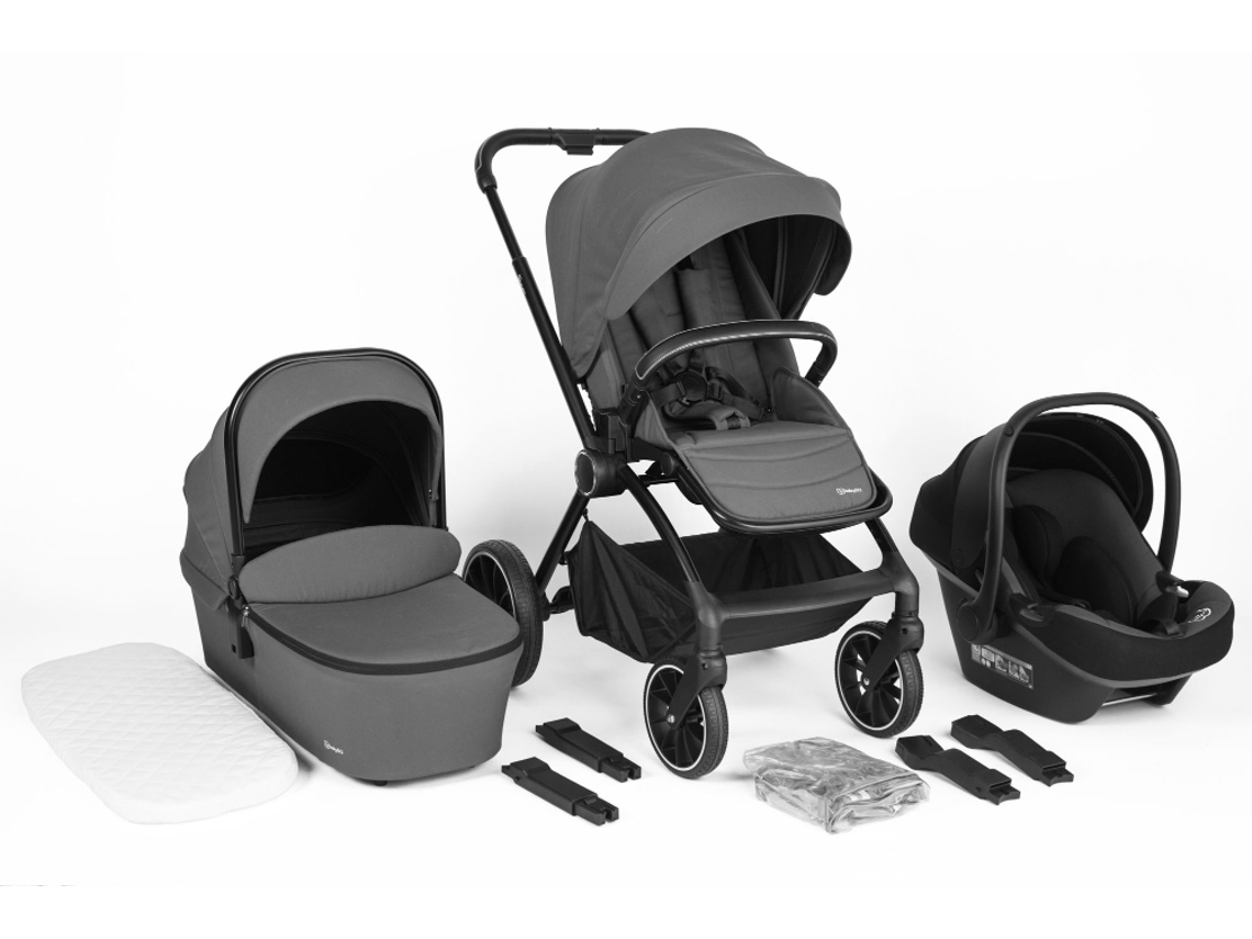 Carrinho De Bebé 3 In 1 Com Cadeira Auto Babygo Harmony Grey