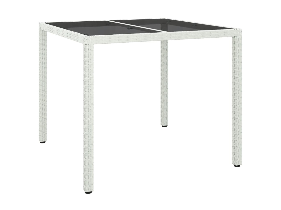 Mesa de Jardim LOVELY HOME Jantar Vidro Temperado e Vime Pe Branco (90 x 90 x 75 cm)