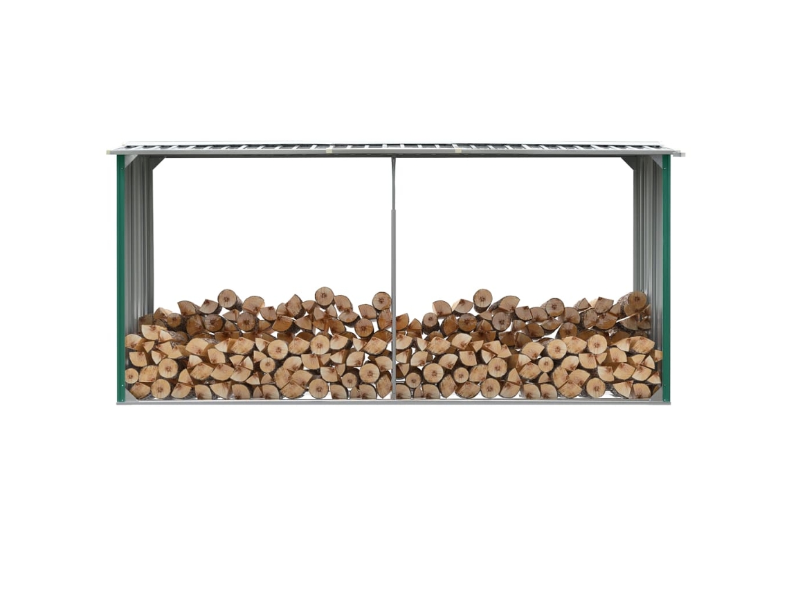 Abrigo para Lenha VIDAXL Verde Aço Galvanizado (330x92x153 cm)