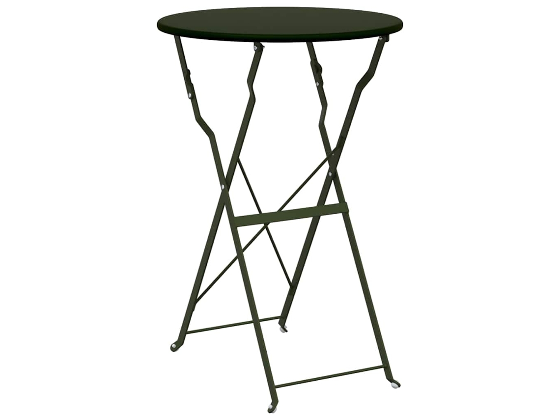 Mesa Bistro Verde Escuro Aço Dobrável Ø50x71 Cm Com Revestimento Em Pó