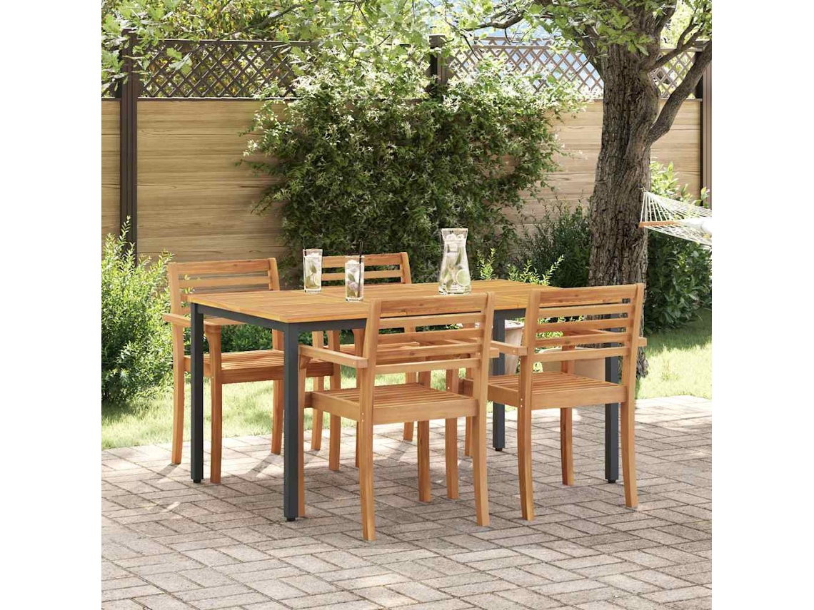 Mesa De Jardim Em Madeira De Acácia E Metal Vidaxl Castanho Madeira De Acácia Maciça