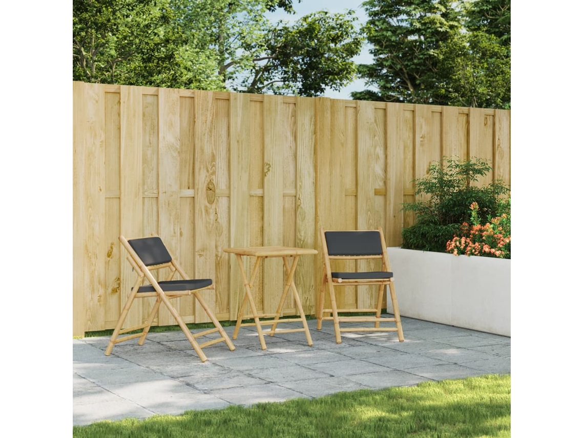 Mesa De Jardim Dobrável 55x55x75 Cm Em Bambu Vidaxl