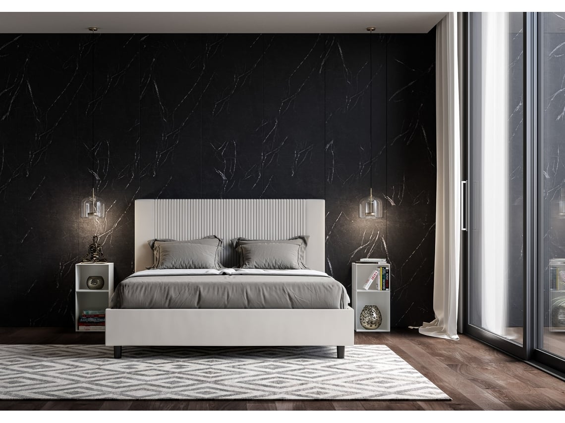 Cama de Casal Queen Size Sem Estrado Estofada GoyaITYHOME (160 x 210 cm - Painéis de Melamina e Couro Sintético)