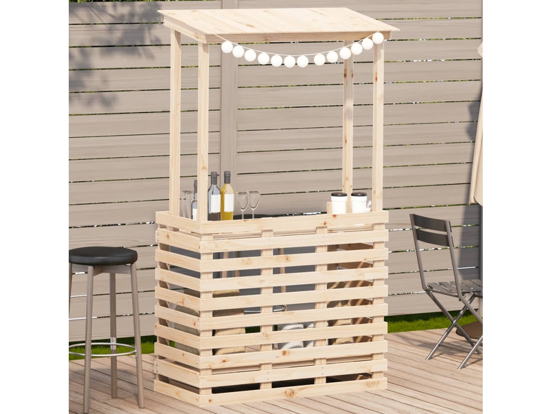 Mesa de bar para exterior VIDAXL Marrom Madeira (112.5x57x195.5 cm)