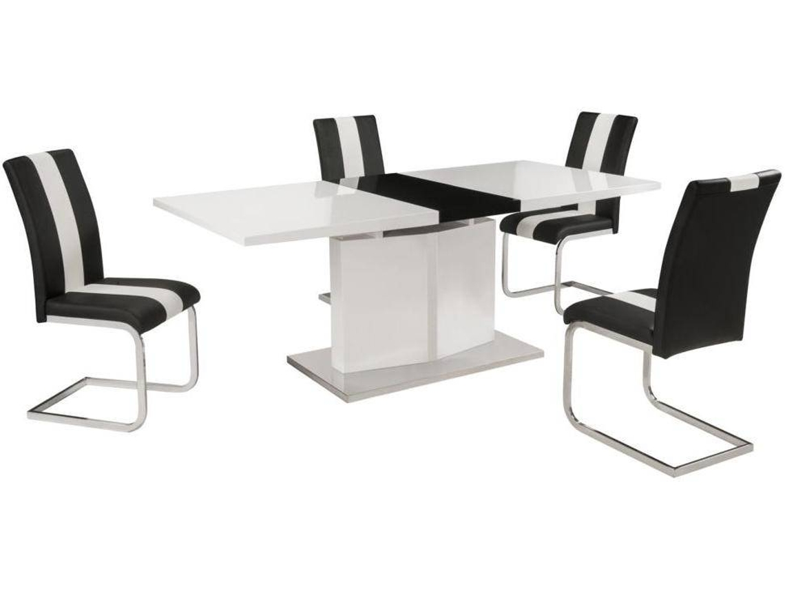 Conjunto Mesa e Cadeiras Trinity VENTE-UNIQUE (Preto e Branco - Aglomerado e derivados de madeira - 200x90x76 cm)
