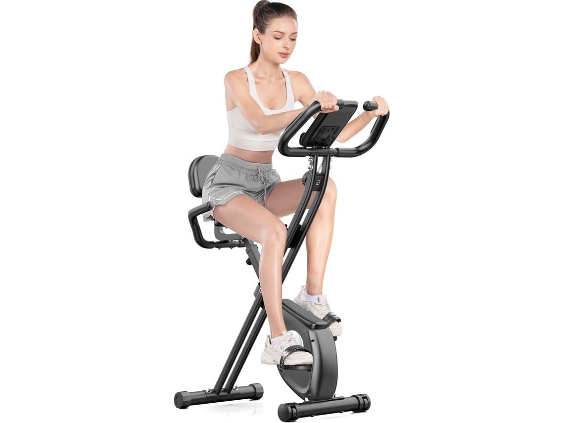 Bicicleta De Exercício X-Bike E R-Bike 2 Em 1 Ciclismo Em Recinto Fechado Com Monitor De Frequência Cardíaca Ecrã Lcd -Preto BIGZZIA