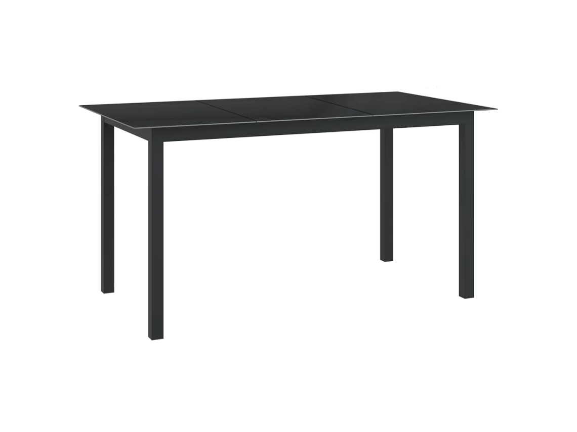 Mesa De Jardim | Mesa De Exterior Em Alumínio E Vidro 150x90x74 Cm Preto Lovely Home