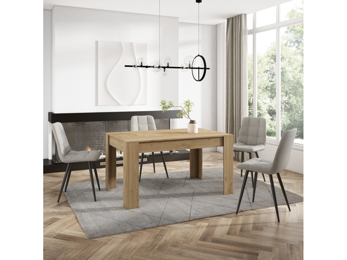 Mesa Sala De Jantar | Mesa Cozinha | 140x90x76 Cm | Para 6 Pessoas | Móveis Sala Jantar | Carvalho Duérmete Online