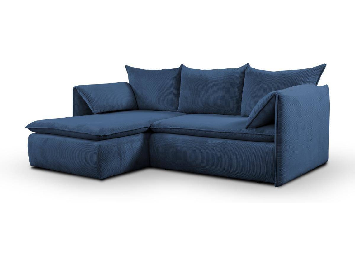 Sofá Cama Teodora PASCAL MORABITO (Azul Escuro - Tecido e Veludo - 230x166x91 cm/Dimensões da cama: 120 – 139 cm)