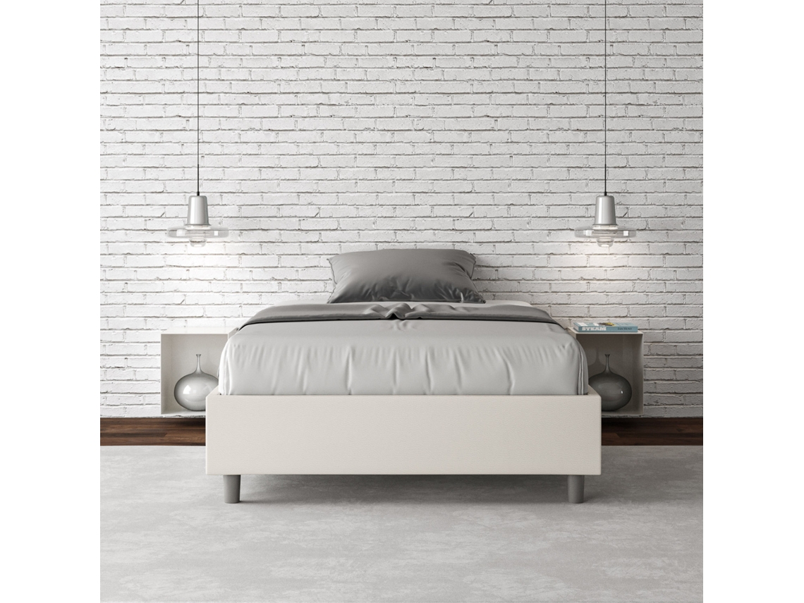 Cama de Casal Con Estrado Estofada Sem Cabeceira AzeliaITYHOME (140 x 190 cm - Painéis de Melamina e Couro Sintético)