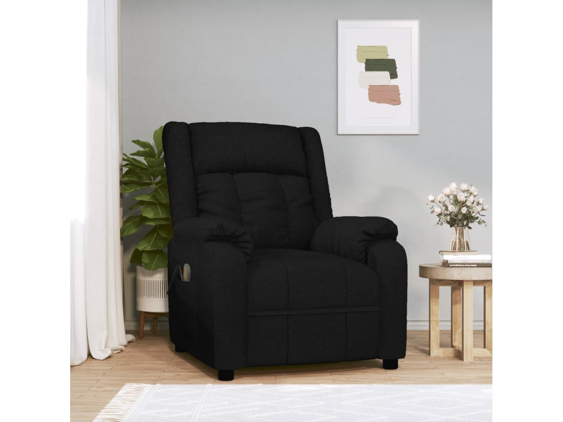vidaXL Poltrona de Massagem Reclinável tecido preto