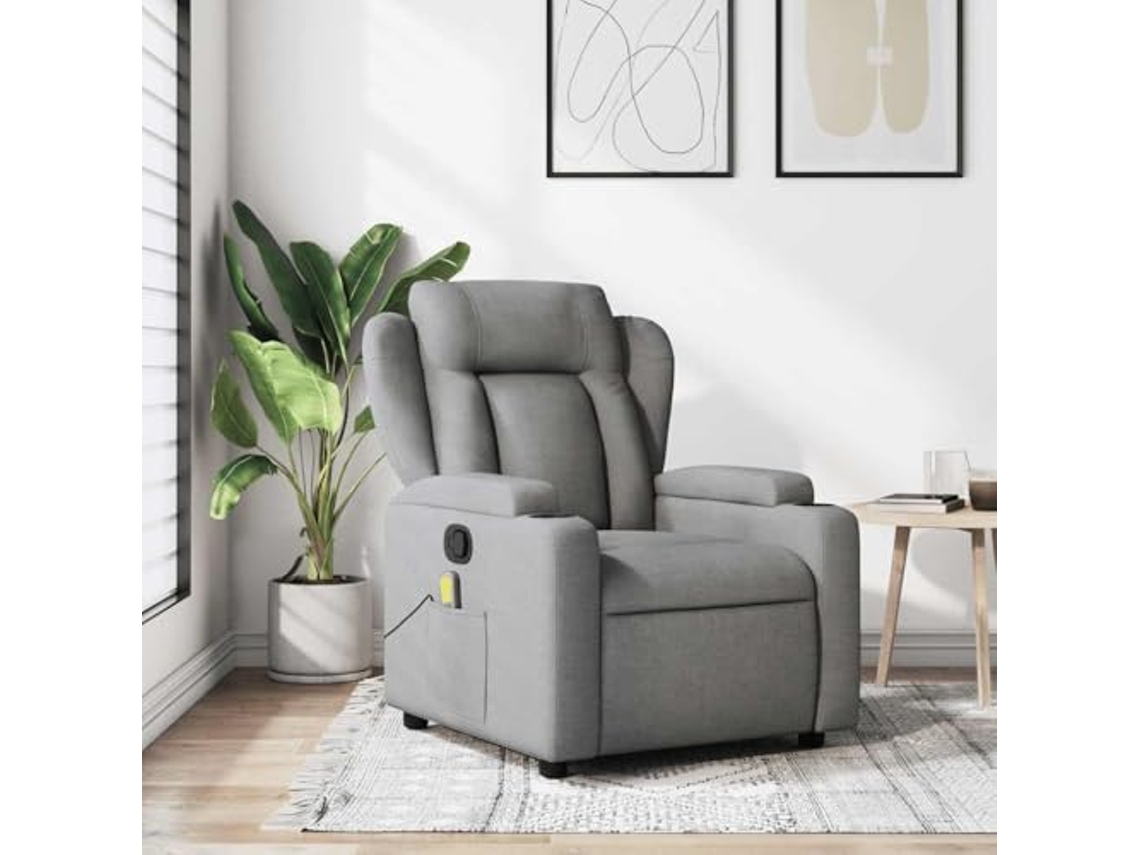 Poltrona de massagens reclinável VIDAXL Cinzeto Tecido (74x94.5x100 cm)