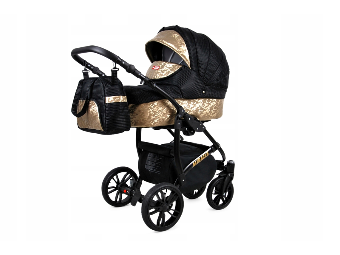 Carrinho de Bebé Multifuncional BABYLUX MIRACLE 4 Em 1 -Black Deluxe - Ajustável e dobrável Construção leve em alumínio - Acessórios