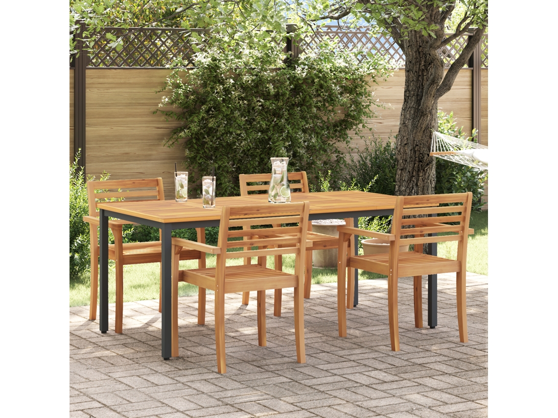 Mesa De Jantar Externa De Pátio Vidaxl Castanho Metal