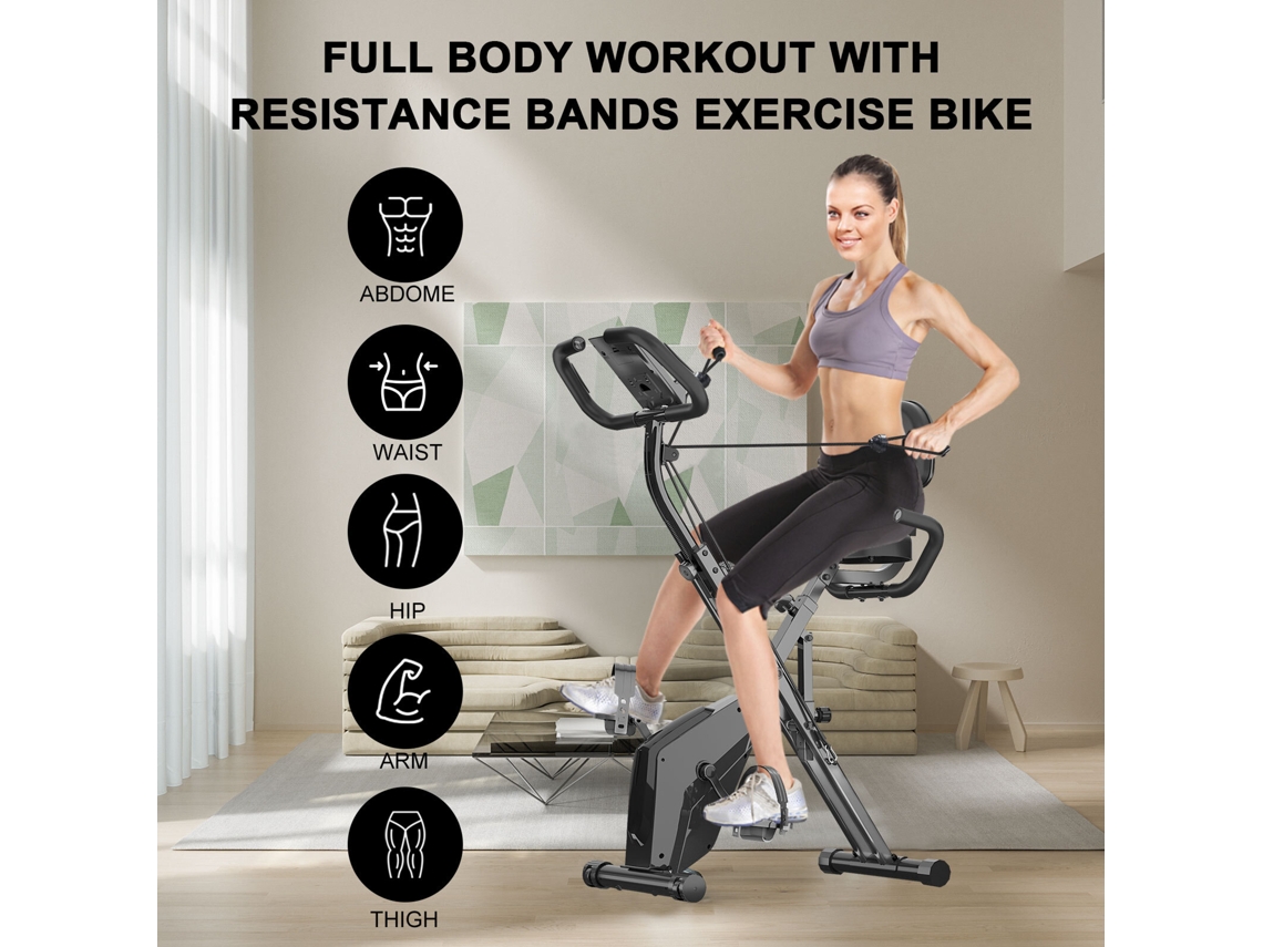 Bicicletas Estáticas Magnética Dobrável Racingreat (vol.inércia 2.5 Kg Com Bandas Resistência Monitor Lcd Modelo C Preto)