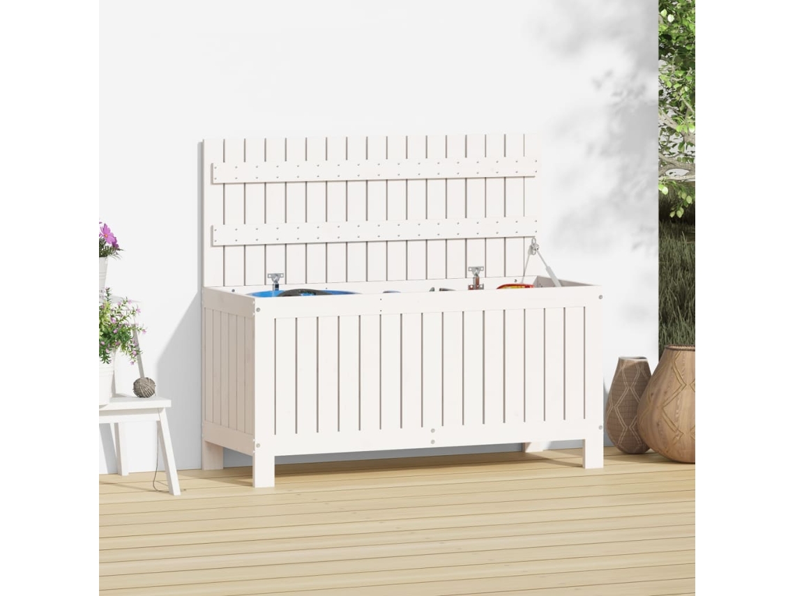Caixa de Armazenamento VIDAXL Branco Madeira de Pinho (108x42.5x54 cm)