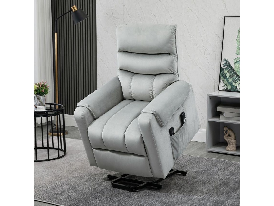 Poltrona de Massagem com Reclinação Poliéster, Espuma e Aço cor Gris 79x97x103 cm HOMCOM