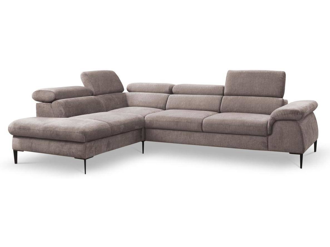 Sofá Cama Sepina PASCAL MORABITO (Taupe - Tecido e Veludo - 280x214x94 cm/Dimensões da cama: 120 – 139 cm)
