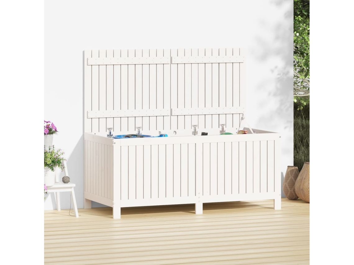 Caixa de Armazenamento VIDAXL Branco Madeira de Pinho (147x68x64 cm)