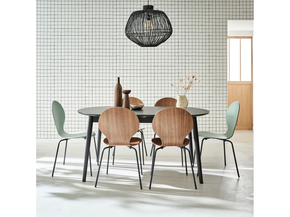 Mesa de Jantar Extensível com Capacidade 6 a 8 Pessoas Preto SWEEEK