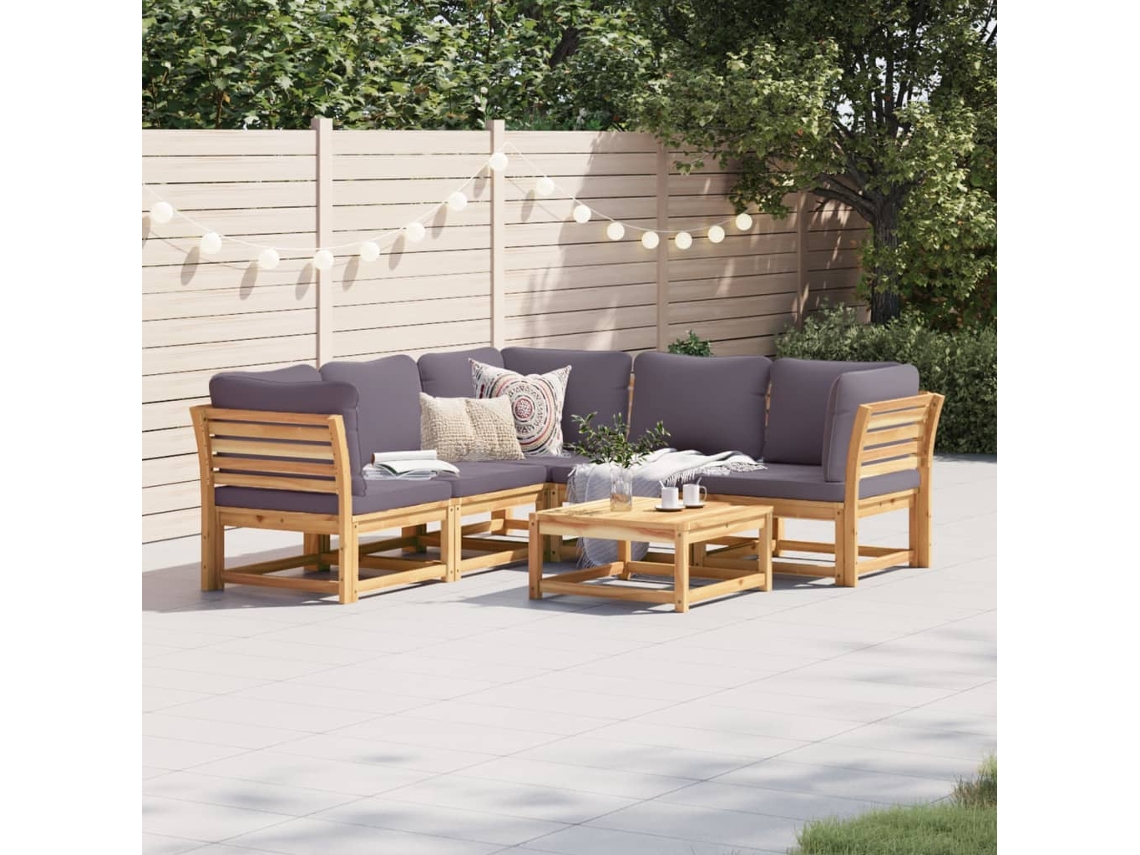 Conjunto 6 Lounge Jardim C/Almofadões VIDAXL Madeira Maciça Acácia